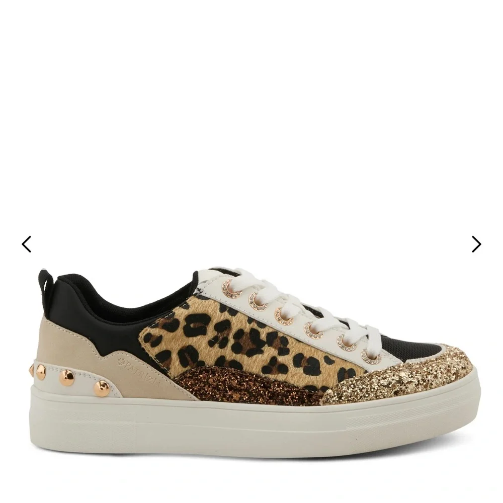 Patrizia Spring Step Leopard and Gold Glitter Sneakers - Picture 3 of 10